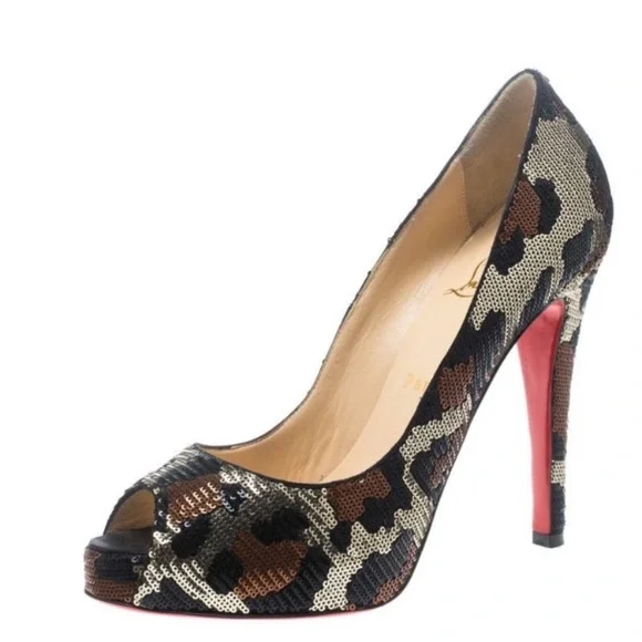 Christian Louboutin leopard sequin pumps - Picture 1 of 5
